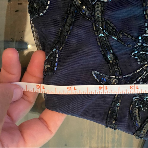 Aidan Mattox Navy Beaded Tulle Halter Dress NWT Size 6 - Picture 12 of 16